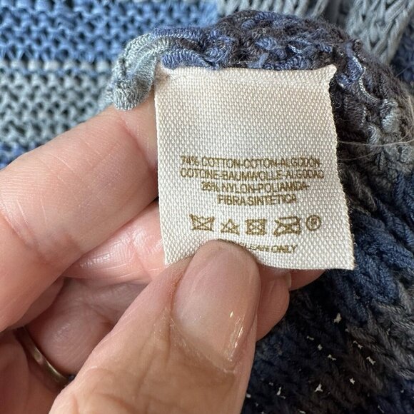 Free People Sweater Womens Small Blue Loose Knit Artsy Crochet Coastal Beachy - Picture 9 of 13